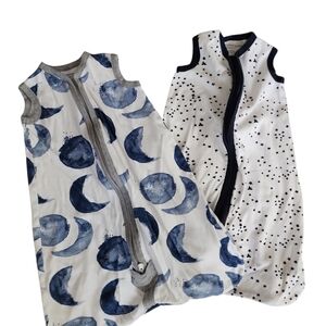 Burt's Bees Baby Blue and White Moon and Stars Sleep Sack Beekeeper Set - 2